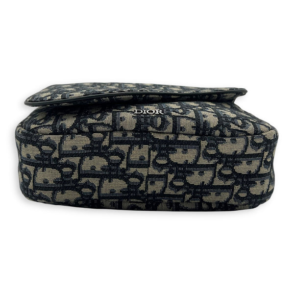 Christian Dior Oblique Belt Bag Blue in Jacquard, Silver hardware_5