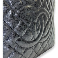 GST Black Shoulder Bag in Caviar Leather, Silver hardware