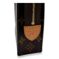 Pochette Toilette 19 Brown Pouch in Monogram Coated Canvas, Gold hardware