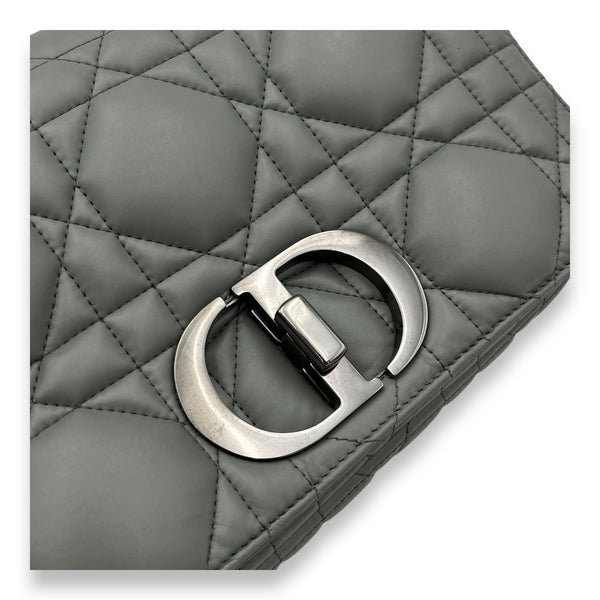 Caro Medium Grey Shoulder Bag in Lambskin, Silver hardware