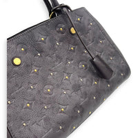 Louis Vuitton Montaigne Top Handle Bag BB Grey in Empreinte Leather, Gold hardware_6
