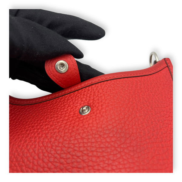 Hermès Evelyne Red in Clemence, Silver hardware_6