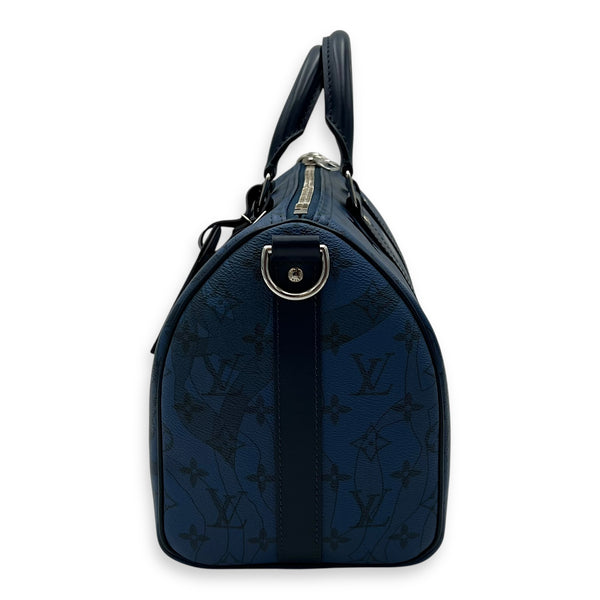 Louis Vuitton Limited Edition Acquagarden Keepall 35 Blue Top Handle Bag in Coated Canvas, Silver hardware_3
