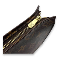 Pochette Toilette 19 Brown Pouch in Monogram Coated Canvas, Gold hardware