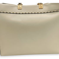 Sunshine Top Handle Bag Beige in Calfskin, Gold hardware