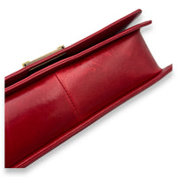 Boy Shoulder Bag Large Red in Calfskin, Gold hardware