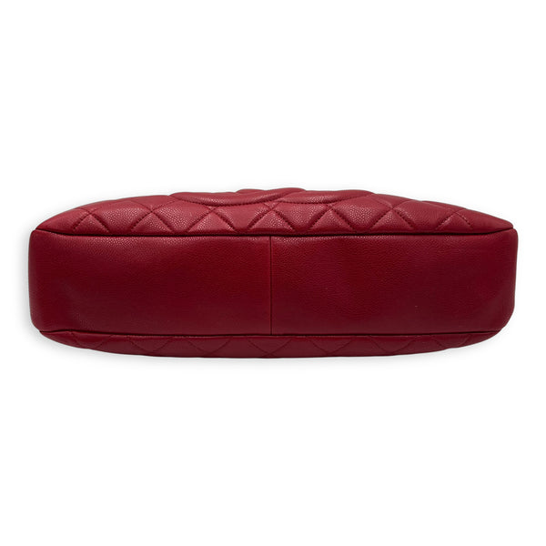Chanel CC Shoulder Bag Red in Caviar Leather, Silver hardware_5
