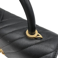 Chanel Coco Medium Black Top handle Bag in Caviar Leather, Gold hardware_7