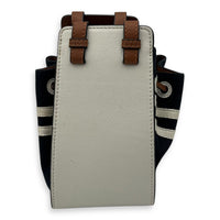 Loewe Hammock Mini White Top Handle Bag in Calfskin and Canvas, Silver hardware_2