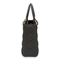 Christian Dior Lady Dior Small Grey Top Handle Bag in Lambskin, Gold hardware_3