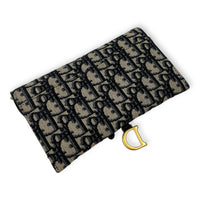 Christian Dior Saddle Wallet On Chain Blue in Jacquard, Gold hardware_7