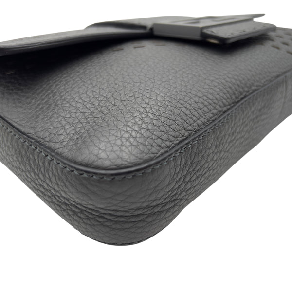 Fendi Baguette Crossbody Bag Small Grey in Calfskin, Silver hardware_5