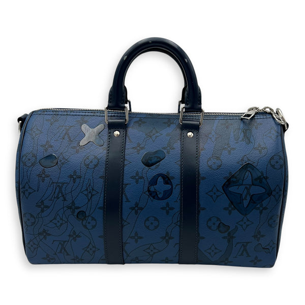 Louis Vuitton Limited Edition Acquagarden Keepall 35 Blue Top Handle Bag in Coated Canvas, Silver hardware_2