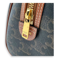 Celine Triomphe Boston Brown Top Handle Bag in Coated Canvas, Gold hardware_7