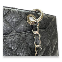 GST Black Shoulder Bag in Caviar Leather, Silver hardware