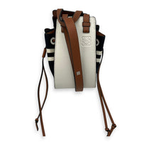Loewe Hammock Mini White Top Handle Bag in Calfskin and Canvas, Silver hardware_9