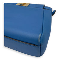 Fendi Peekaboo Top Handle Bag Micro Blue in Calfskin , Gold Hardware_7
