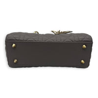 Christian Dior Lady Dior Small Grey Top Handle Bag in Lambskin, Gold hardware_5