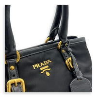 Prada Logo Black Top Handle Bag in Nylon, Gold hardware_8