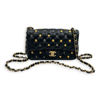 Chanel Lucky Charm Classic Mini Black Shoulder Bag in Lambskin, Mixed hardware_6