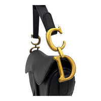 Christian Dior Saddle with Strap Mini Black Crossbody Bag in Calfskin, Brushed Gold hardware_11