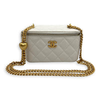 Chanel Pearl Crush White Vanity Bag in Caviar Leather, Gold hardware_7