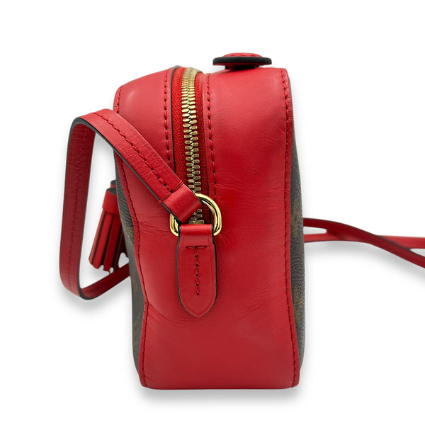 Louis Vuitton Saintonge Crossbody Bag Brown in Monogram Coated Canvas, Gold hardware_4