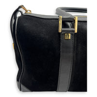 Gucci Boston Top Handle Bag Black in Suede Leather, Gold hardware_8