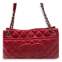 Chanel CC Shoulder Bag Red in Caviar Leather, Silver hardware_8
