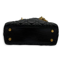 Christian Dior Lady Dior Top Handle Bag Small Black in Calfskin, Gold hardware_5