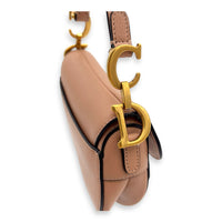 Christian Dior Saddle Top Handle Bag Micro Beige in Calfskin, Gold hardware_8