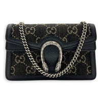 Gucci Dionysus Super Mini Black Crossbody Bag in Canvas, Silver hardware_10