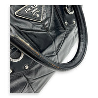 Prada Quilted Top Handle Bag Black in Glazed Calfskin, Silver hardware_10