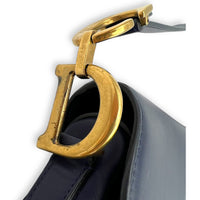 Dior Saddle Shoulder Bag Blue in Calfskin, Gold hardware_10