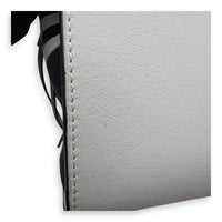 Loewe Hammock Mini White Top Handle Bag in Calfskin and Canvas, Silver hardware_8