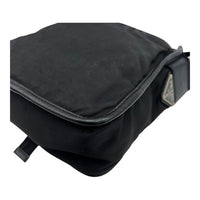 Prada Logo Crossbody Bag Black in Nylon, Silver hardware_11