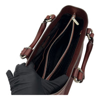 Celine Boogie Top Handle Bag Brown in Calfskin, Silver hardware_11
