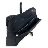 Christian Dior Saddle Wallet On Chain Blue in Jacquard, Gold hardware_11