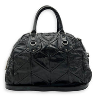 Prada Quilted Top Handle Bag Black in Glazed Calfskin, Silver hardware_12