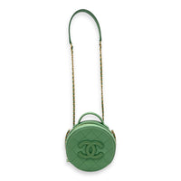 Chanel CC Top Handle Bag Green in Caviar Leather, Gold hardware_3