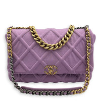 Chanel C19 Maxi Purple Crossbody Bag in Fabric, Mixed hardware_13