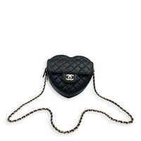 Chanel Heart  Crossbody Bag Black in Lambskin, Gold hardware_13