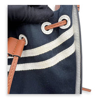 Loewe Hammock Mini White Top Handle Bag in Calfskin and Canvas, Silver hardware_7