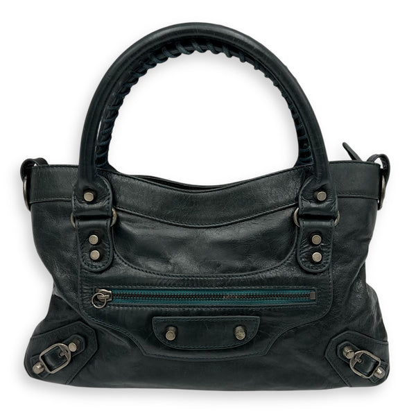 Balenciaga First Green Top Handle Bag in Calfskin, Silver hardware_1