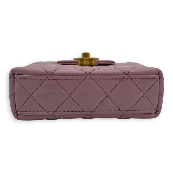 Chanel Kelly Top Handle Bag Nano Pink in Calfskin, Gold hardware_5