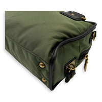 Prada Logo Top Handle Bag Green in Nylon, Gold hardware_10