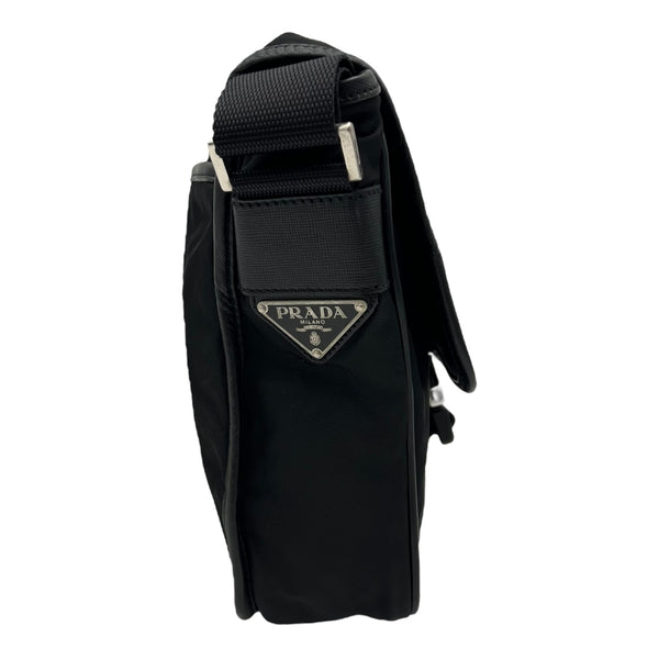 Prada Logo Crossbody Bag Black in Nylon, Silver hardware_3