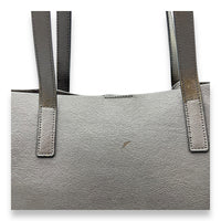 Saint Laurent East West Shopping Fringe Tote Bag Grey in Calfskin, Silver hardware_12