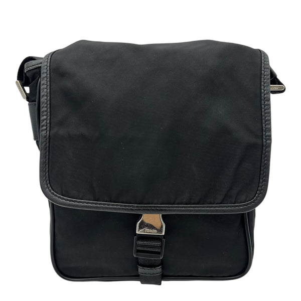 Prada Logo Crossbody Bag Black in Nylon, Silver hardware_1