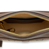 GG Supreme Web Ophidia Brown Crossbody Bag in Monogram Coated Canvas, Gold hardware